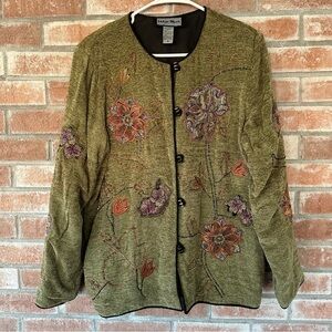 Indigo Moon Vintage Embroidered Jacket Women’s Medium Green Forest Witchy Boho